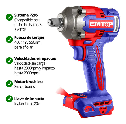 Combo Inalam 20V Taladro De Impacto + Llave De Impacto + Carg + 2 Bat