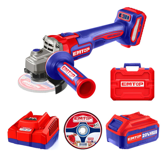 Amoladora Angular Inalam 20V 1000W 115 Mm + 2 Bat 4.0 Ah + Carg + Acc