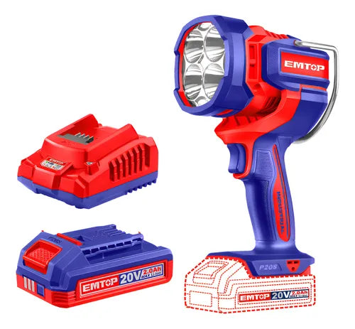 Linterna Profesional A Bateria 20V 2000 Lumens + Bat 2.0 Ah + Carg